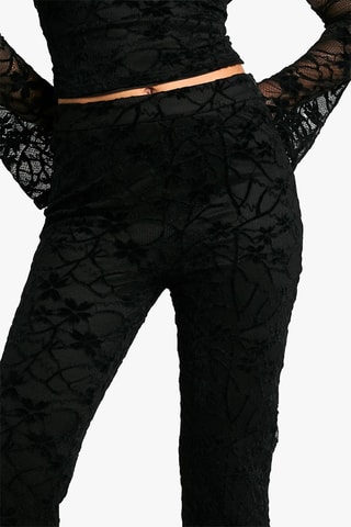 Pantaloni flare in velluto e pizzo - Nero