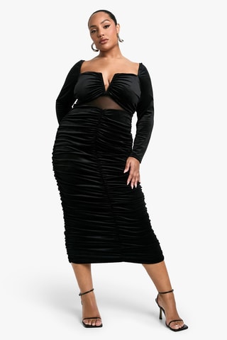 Abito drappeggiato in velluto - Nero