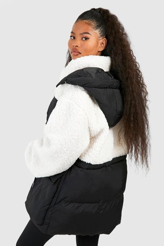 Piumino con cappuccio - Nero e bianco