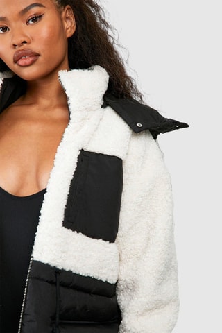 Piumino con cappuccio - Nero e bianco