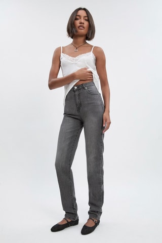 Jeans Hoge Taille Slim Fit - Grijs