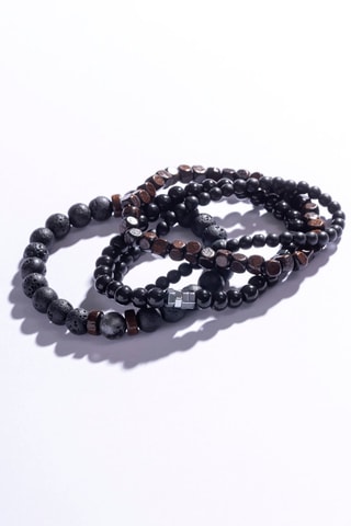 Armband - Lavasteen, Houten Kralen en Larvikieten - Marc Malone