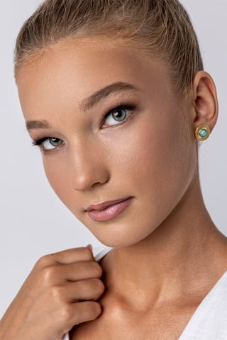 Oorbellen Lorelai - Doublé Geelgoud en Turkooizen