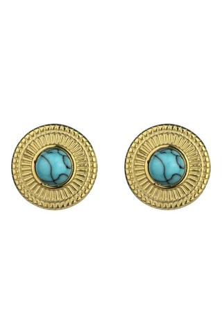 Oorbellen Lorelai - Doublé Geelgoud en Turkooizen