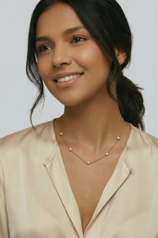 Ketting - Doublé Geelgoud en Cultivéparels