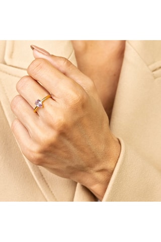 Ring Presley - Roestvrij Staal & Roze Zirkonia