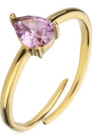 Ring Presley - Roestvrij Staal & Roze Zirkonia