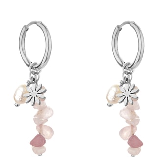 Oorbellen Norah - Roestvrij Staal, Parels & Kwarts