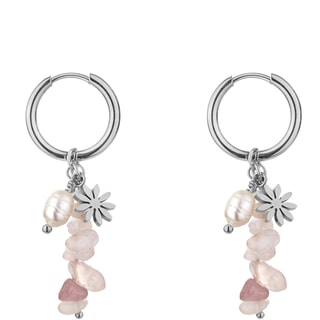 Oorbellen Norah - Roestvrij Staal, Parels & Kwarts