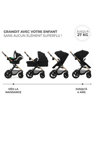 Poussette 3 en 1 Moov 2 XL - Dès la naissance jusqu'à 4 ans - Jusqu'à 22 kg - Noir