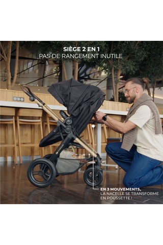 Poussette 3 en 1 Moov 2 XL - Dès la naissance jusqu'à 4 ans - Jusqu'à 22 kg - Gris clair