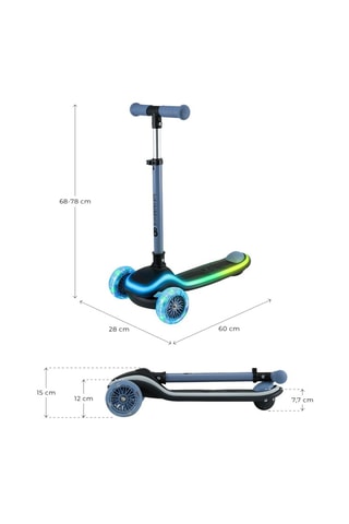 Trottinette à 3 roues Led Raket - Bleu - Dès 2 ans - Jusqu'à 50 kg