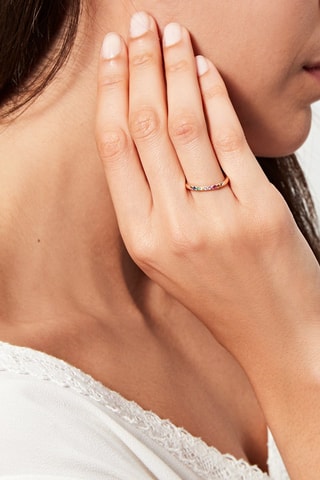 Bague Color Line   Or rose, saphirs, rubis et émeraudes