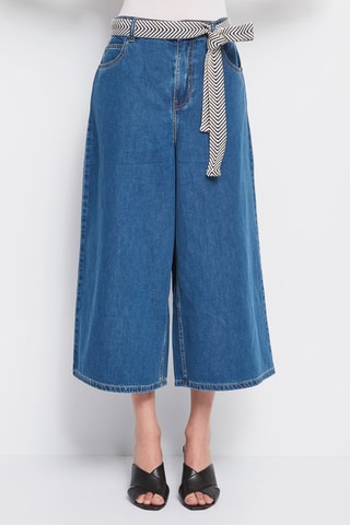 Calças culotte de ganga 
Azul