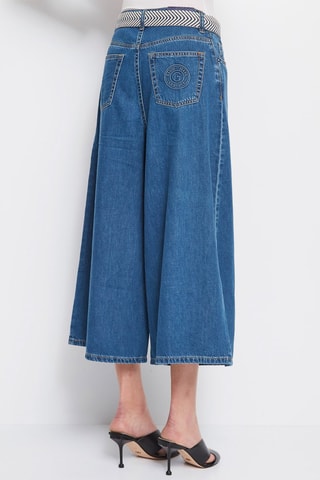 Calças culotte de ganga 
Azul