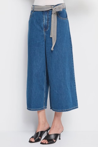 Calças culotte de ganga 
Azul