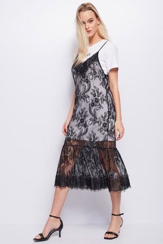 Vestido midi 
Preto e branco