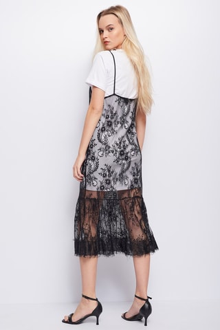 Vestido midi 
Preto e branco