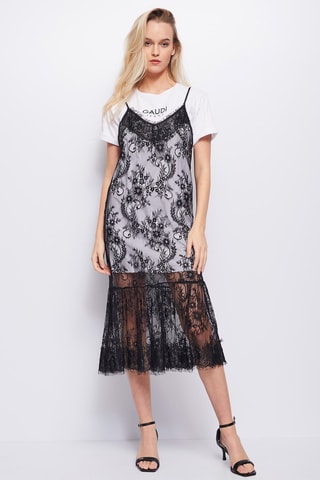 Vestido midi 
Preto e branco