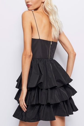 Vestido com folhos - Preto