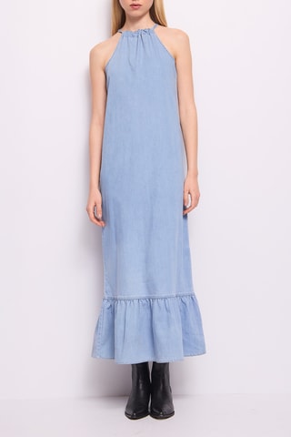 Vestido de ganga comprido- Azul-celeste