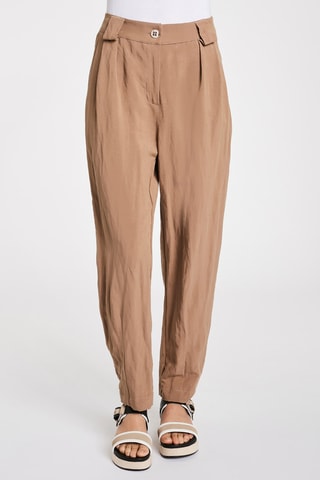 Linnen Broek Hoge Taille - Bruin