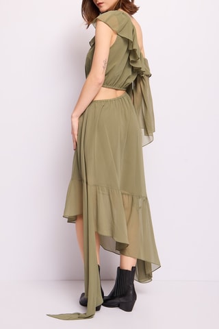 Vestido efeito ilusório - Caqui