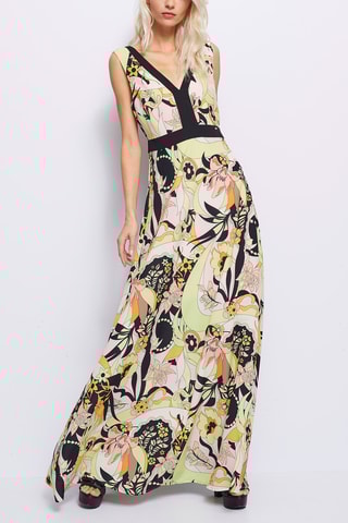 Vestido comprido - Preto e rosa