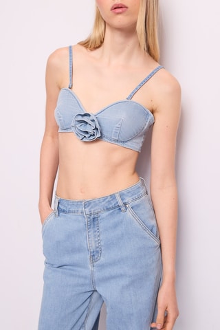 Crop top de ganga - Azul-celeste