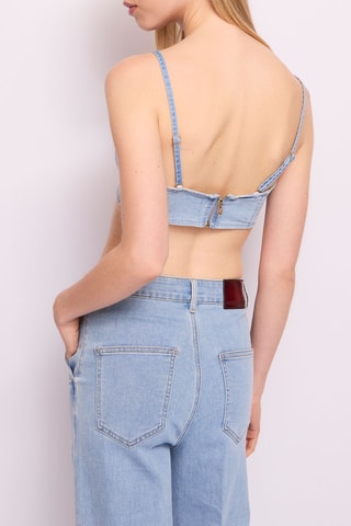 Crop top de ganga - Azul-celeste