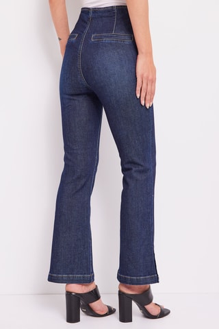 Calças de ganga de cintura alta - Azul-marinho