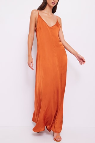 Vestido comprido - Vermelho-tijolo