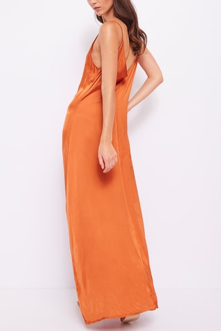 Vestido comprido - Vermelho-tijolo