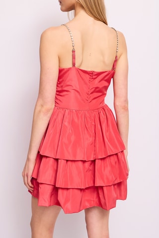 Vestido com folhos - Vermelho