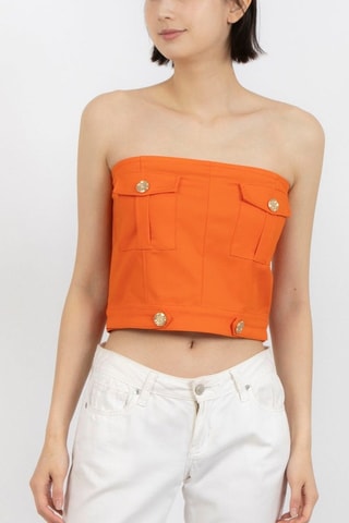 Strapless Crop Top - Oranje