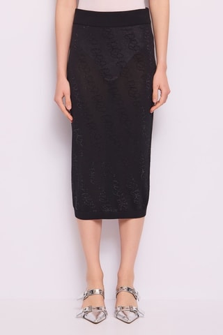Saia midi cintura alta- Preto