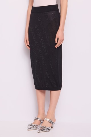Saia midi cintura alta- Preto