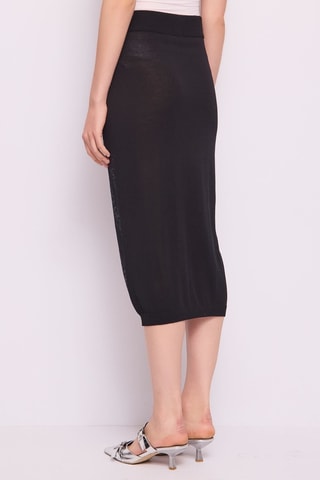 Saia midi cintura alta- Preto
