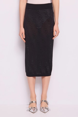 Saia midi cintura alta- Preto
