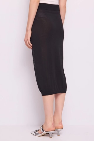 Saia midi cintura alta- Preto