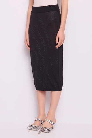 Saia midi cintura alta- Preto