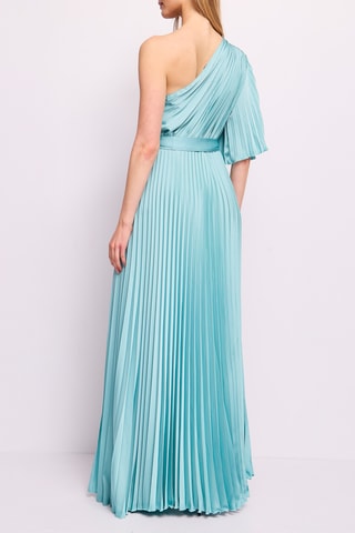 Vestido plissado assimétrico - Turquesa
