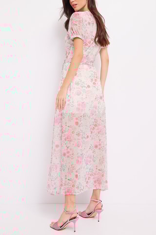 Vestido comprido - Rosa e branco