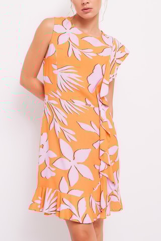 Vestido com folhos - Laranja