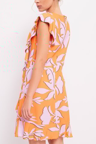 Vestido com folhos - Laranja