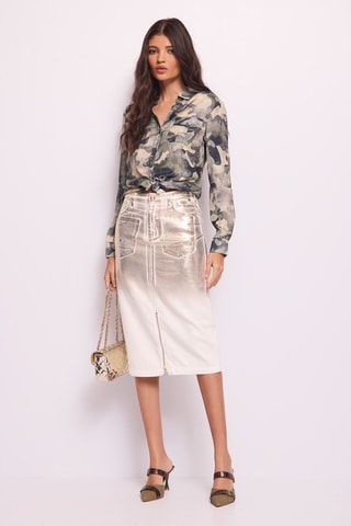 Saia direita - Cru e dourado