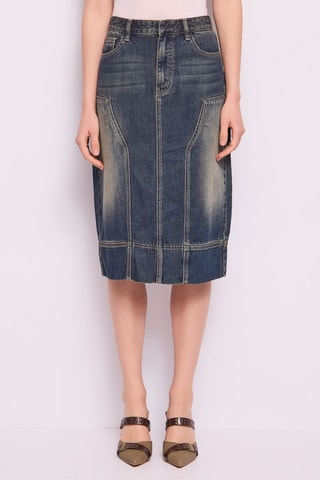 Saia direita de ganga - Azul-escuro