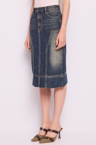 Saia direita de ganga - Azul-escuro