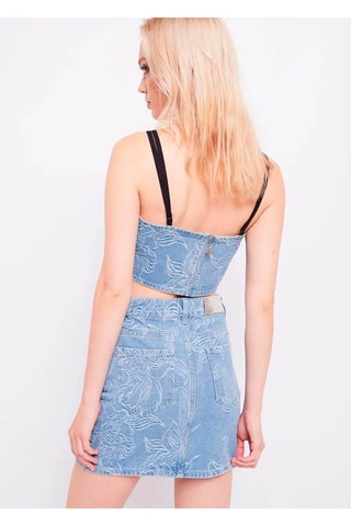 Crop top de ganga - Azul-celeste