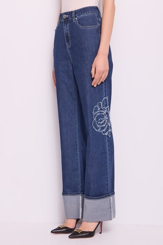 Calças de ganga palazzo - Azul-marinho